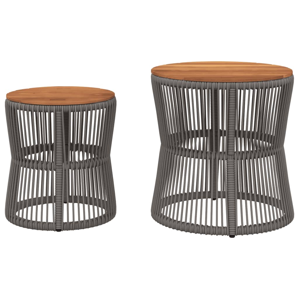 vidaXL Patio Side Tables 2 pcs with Wooden Top Beige Poly Rattan