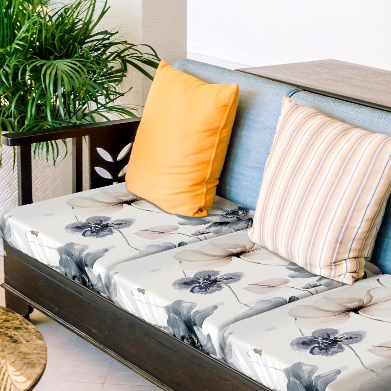   8 pcs spring   sofa cushion cover for patio   floral stretch outdoor sofa seat cushions cover tropical flower indoor replacement couch chair slipcover flexibility Product details 3