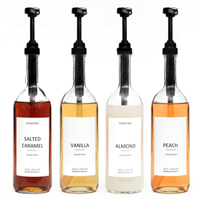 25 4 oz 750 ml glass coffee syrup dispenser coffee bar 4 - Temu