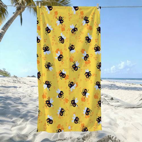 1pc vibrant cartoon bee pattern quick dry beach towel pool and travel multiple sizes