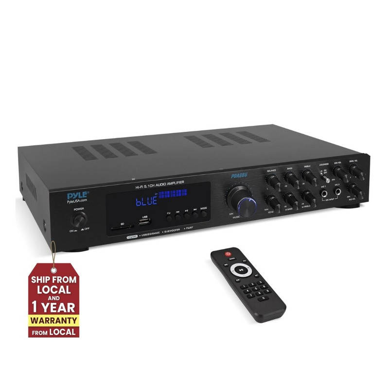TEMU Home Stereo Audio Amplifier With Bluetooth Wireless Streaming, Multi-channel Receiver With Subwoofer Output, Usb And , Aux Input Support, Fm
