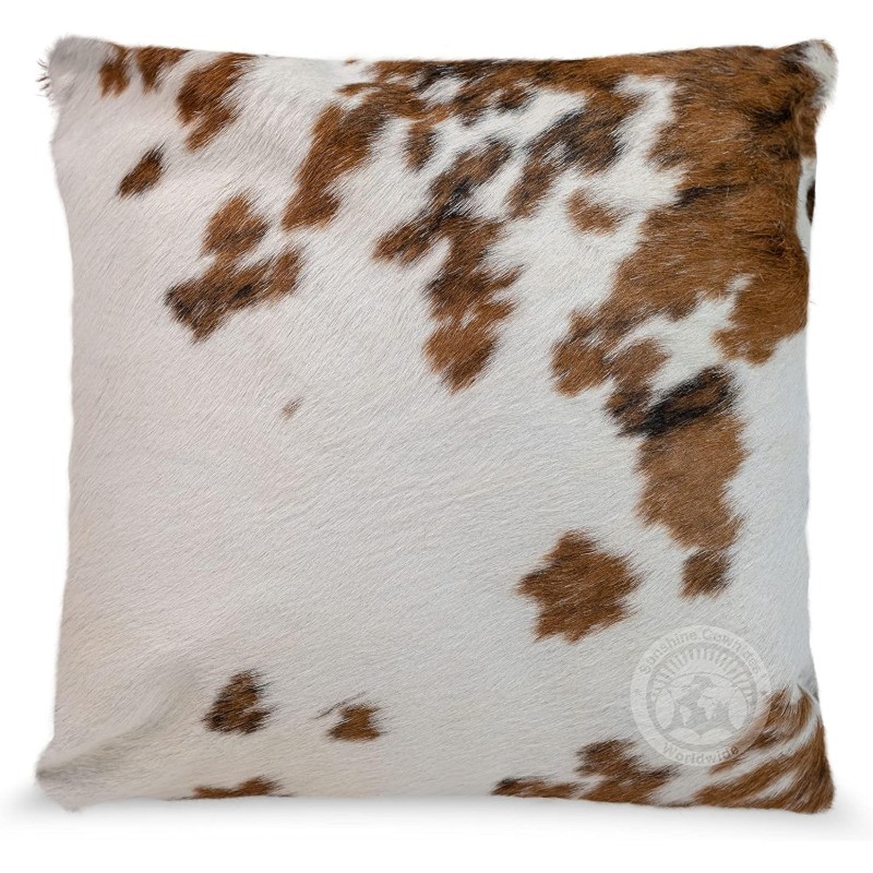   100 genuine cowhide pillow cover 15 x 15 square tricolor decorative cow print pillows w zipper closure for couch or bed decor pillow filler not included 1 piece Product details 3