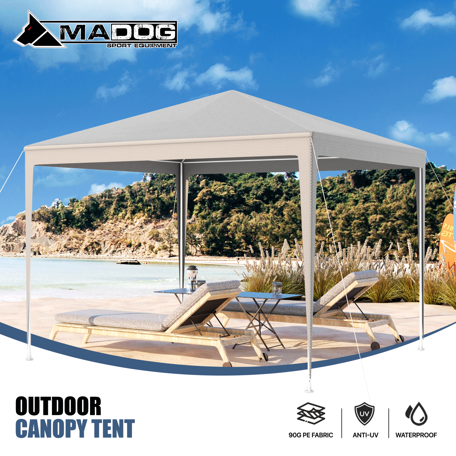 

10' X 10' Outdoor Party Tent, Sun Shelter Gazebo For Beach Wedding Picnic Camping