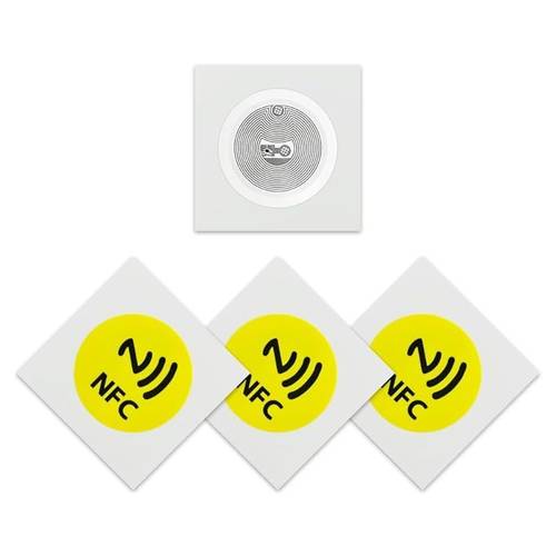 50pcs 30mm nfc stickers iso14443a 13 56mhz nfc215 electronic tags for all nfc phones four color yellow