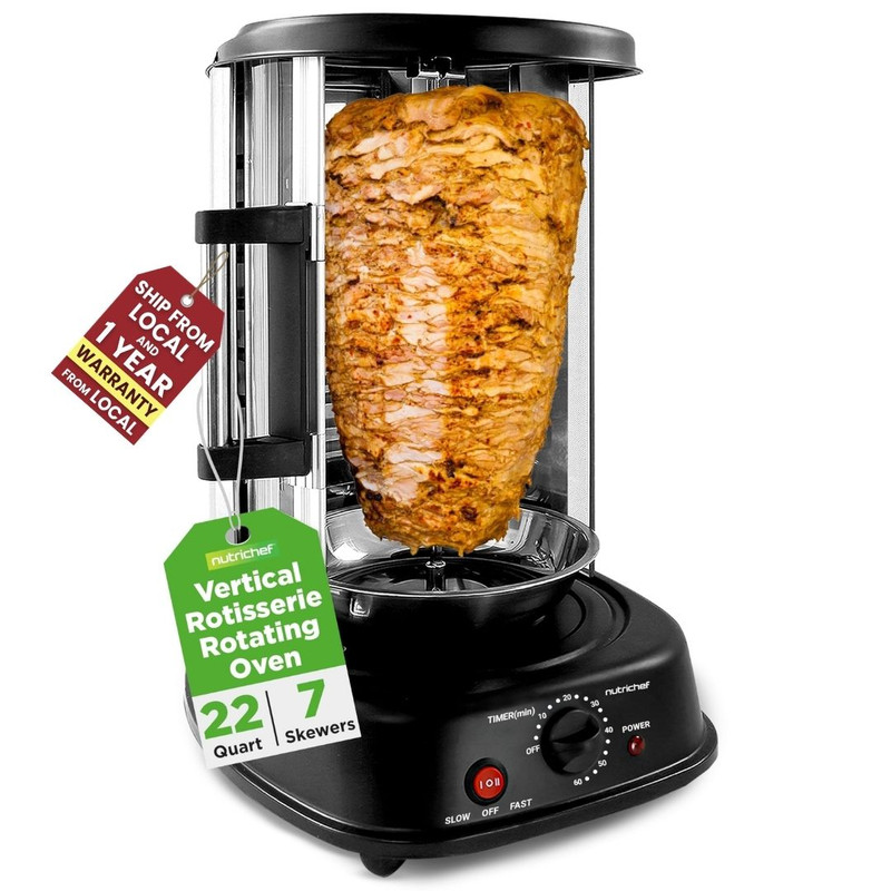 TEMU Nutrichef Vertical Rotating Shawarma Oven – Stainless Steel Rotisserie For Shawarma, Kebab, And Rotisserie Dishes – Includes Kebab Rack With 7