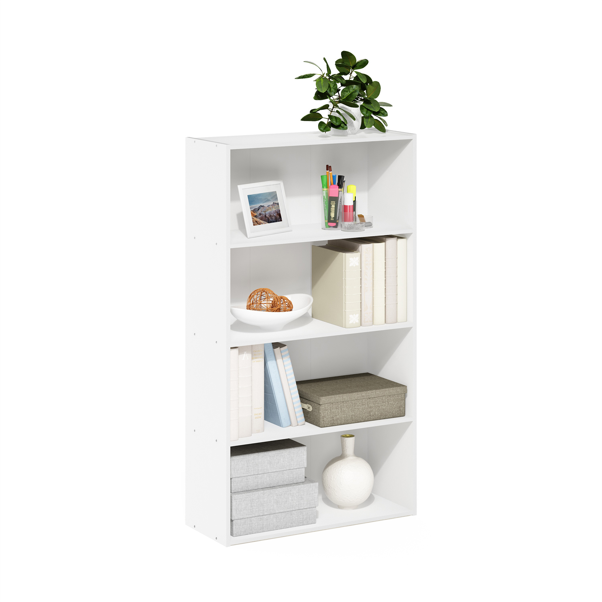 Pasir 4 tier Open Shelf White Modern Bookcase Organizer Temu