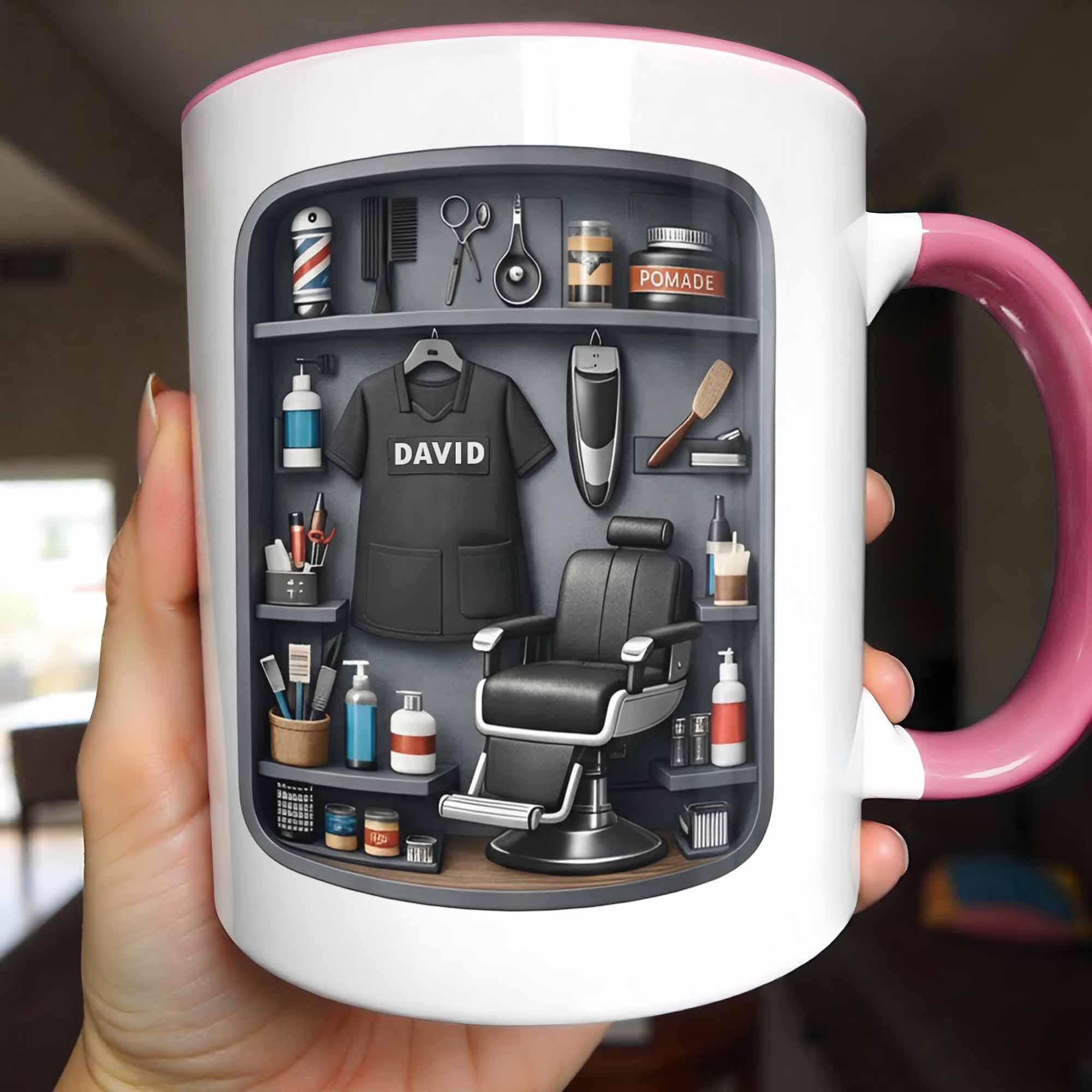 Personalized Barber 3d Effect Ceramic Mug, Hair Stylist Gift, Barber Shop Coffee Cup, Gift For Him, Hairdresser Appreciation, Birthday Gift