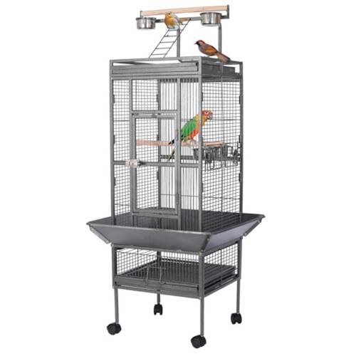 62 Inch Wrought Iron Large Bird Flight Cage with Rolling Stand for Parrot Cockatiel Sun Parakeet Conure Lovebird Canary…