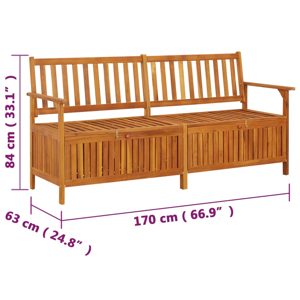 vidaXL Outdoor Storage Bench Deck Box for Patio Furniture Solid Wood Acacia