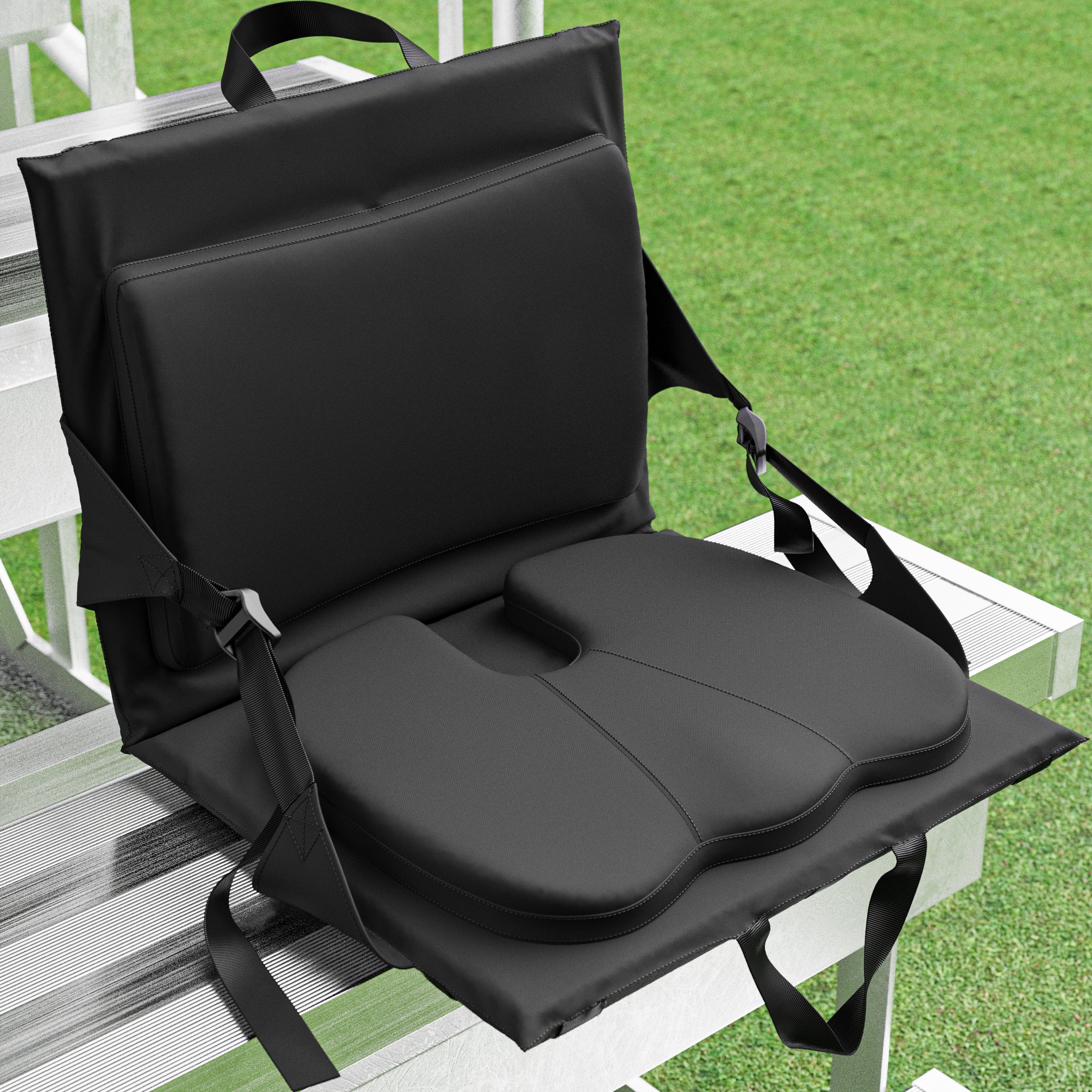 TEMU Stadium Seat For With Back Support, Memory Foam Padded Folding Chair, Portable Cushion With Strap For Sports, Concerts, Outdoor Seating