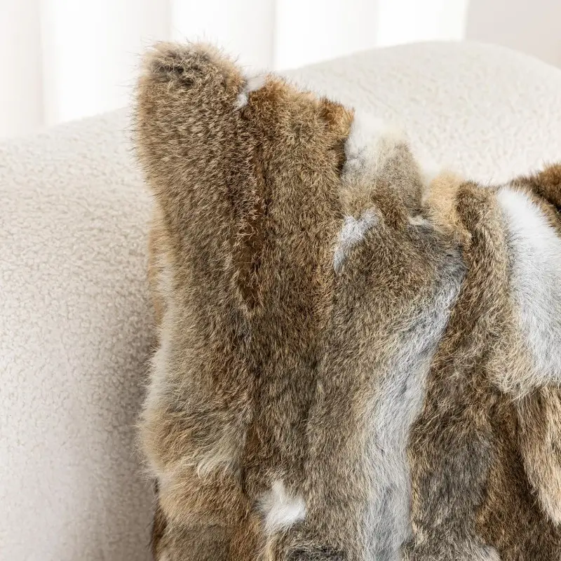 genuine rabbit fur throw pillow covers set of 2 luxury decorative pillowcases soft fluffy animal bolster cushion cover for couch sofa bedroom living room home 12x20inch yellow white Product details 8
