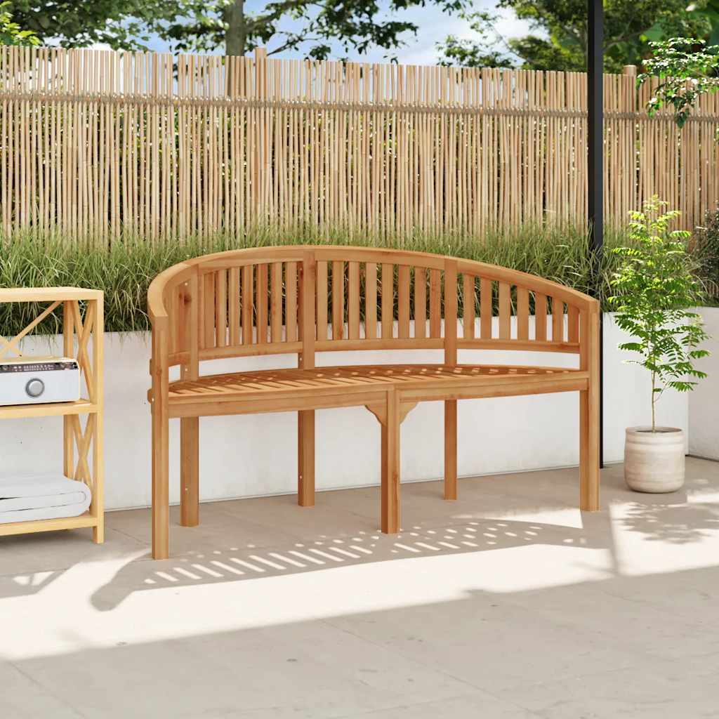 vidaXL Teak Wood Banana-Shaped Garden Bench for Indoor and Outdoor Spaces