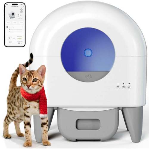 Self Cleaning Litter Box, Large Capacity Automatic Cat Litter Box Self Cleaning for Cats, App Control, Safety Protection, 2 Roll Garbage Bags,