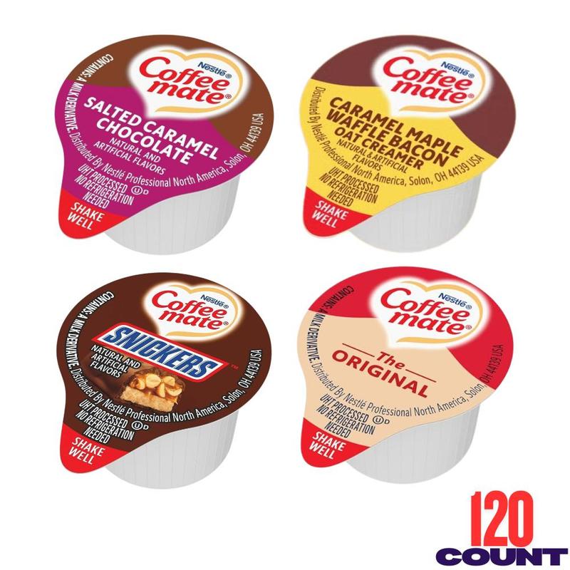 TEMU Coffee Mate Liquid Creamer Singles Variety Pack 120 Count, 4 Flavors, No Refrigeration, Single Serve Coffee Creamers
