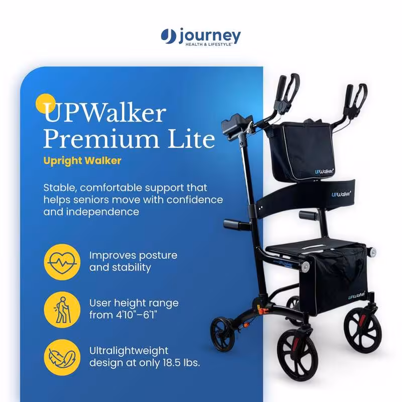 journey upright foldable walker for seniors with 10 front wheels and lights Product details 1