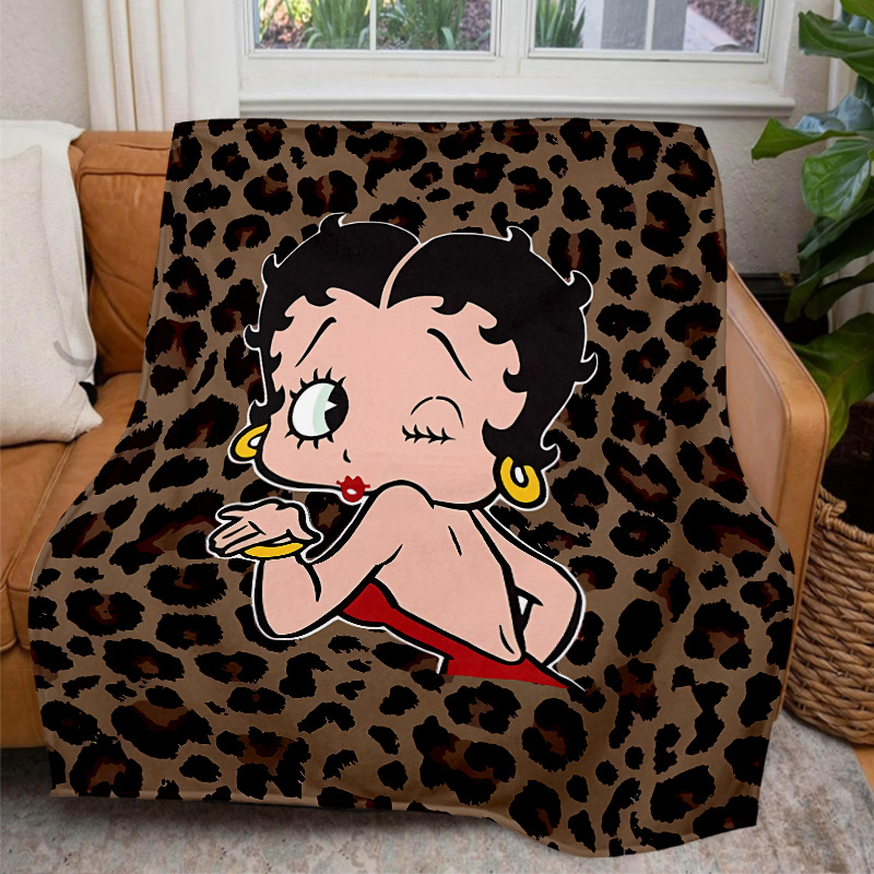 TEMU Cartoon Leopard Flannel Blankets Gifts, 280gsm Ultra Soft Flannel, Lovely Throw Blanket Presents, Perfect For Bed, Sofa, Travel, Or Car Use.