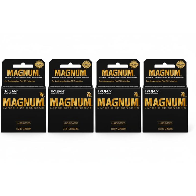 Trojan Latex Condoms Magnum Lubricated (3 count) - 4 Pack