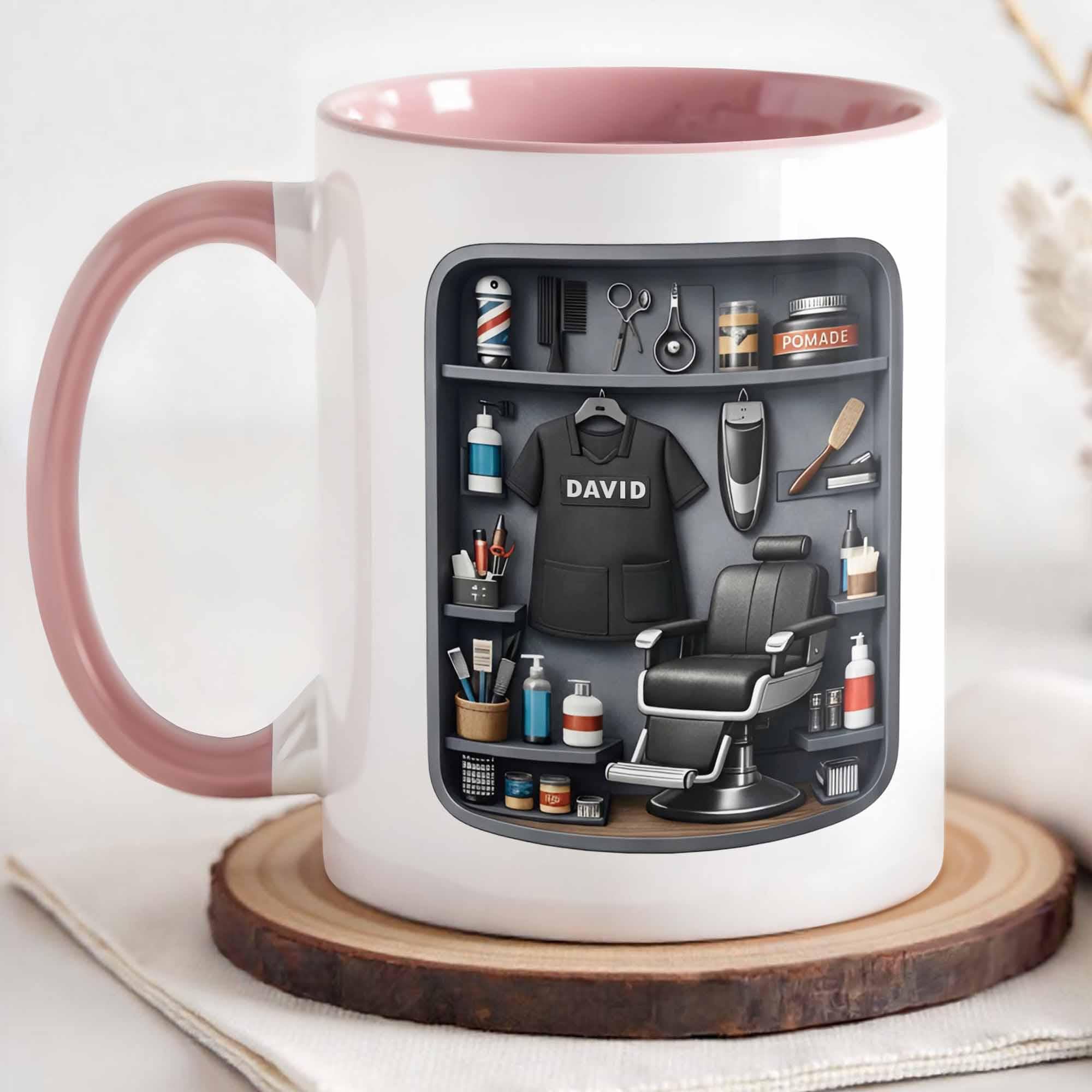 Personalized Barber 3d Effect Ceramic Mug, Hair Stylist Gift, Barber Shop Coffee Cup, Gift For Him, Hairdresser Appreciation, Birthday Gift
