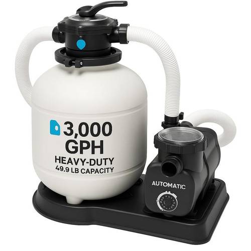 26651eg 3000 gph above ground pool sand filter pump with automatic timer 6 6 lb pool filtration system for water maintenance