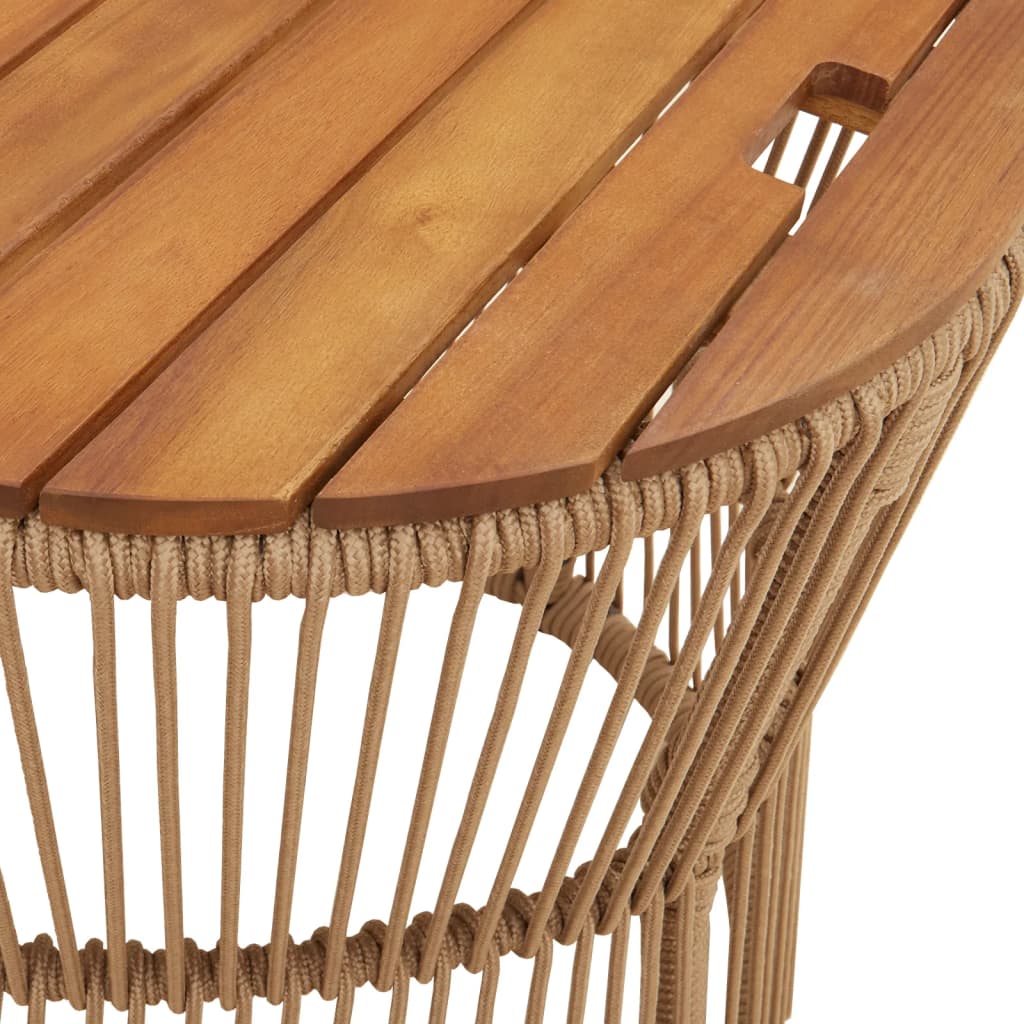 vidaXL Patio Side Tables 2 pcs with Wooden Top Beige Poly Rattan