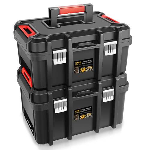 organizador de de herramientas de 17 pulgadas con bandeja extraíble y asa portátil para garaje, , hogar, , maletero de coche, 1 pieza / 2 piezas