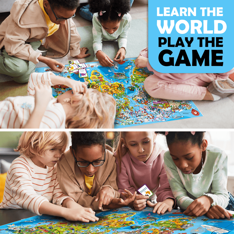 QUOKKA Board Game 1 to 10 Players - Learning, Educational - Geography, World - 100 Question Cards, Top Facts - Kids, Teens, Adults, Family