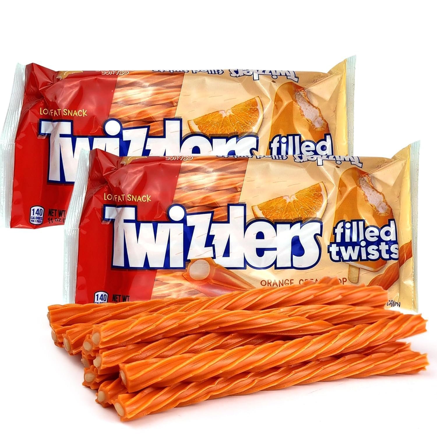 TEMU Twizzlers Twists Orange Cream Pop Licorice Candy 11oz Bags (pack Of 2)