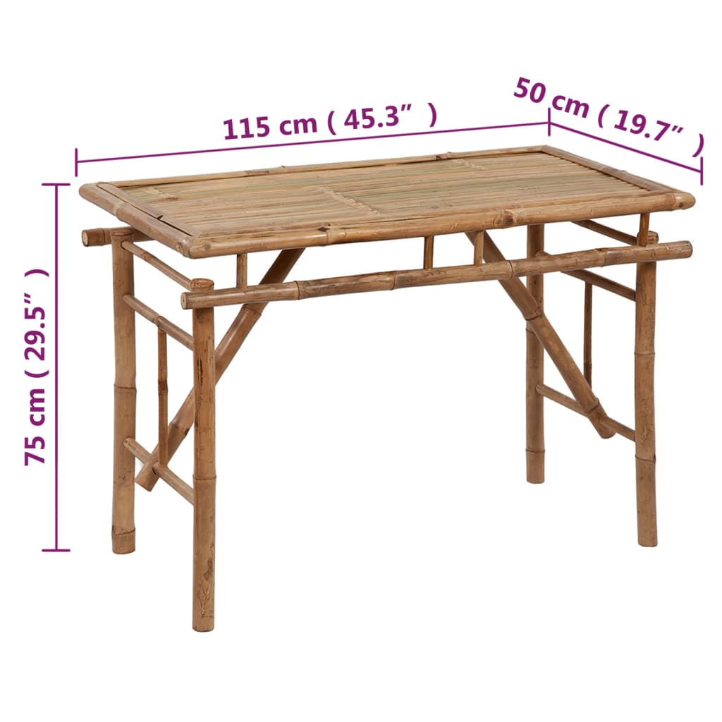 vidaXL Folding Patio Table Bamboo Outdoor Garden Camp Dining Desk Furniture