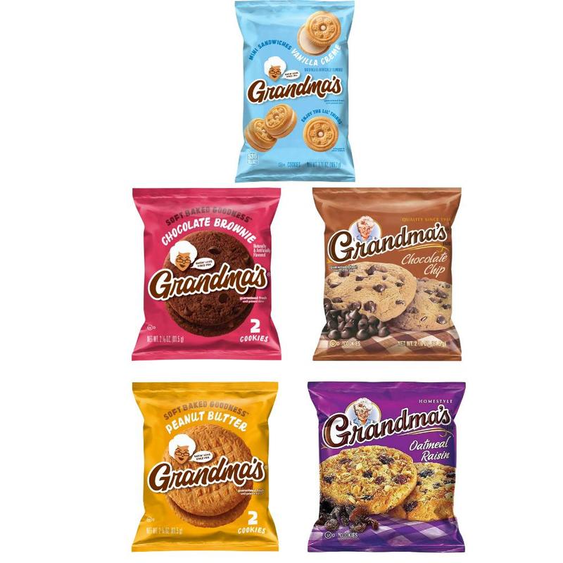 TEMU Grandmas Variety Pack 5 Count Assorted Flavors chocolate Chip Brownie Peanut Butter Oatmeal Raisin Mini Vanilla Sandwiches TEMU Grandmas Variety Pack 5 Count Assorted Flavors chocolate Chip Brownie Peanut Butter Oatmeal Raisin Mini Vanilla Sandwiches