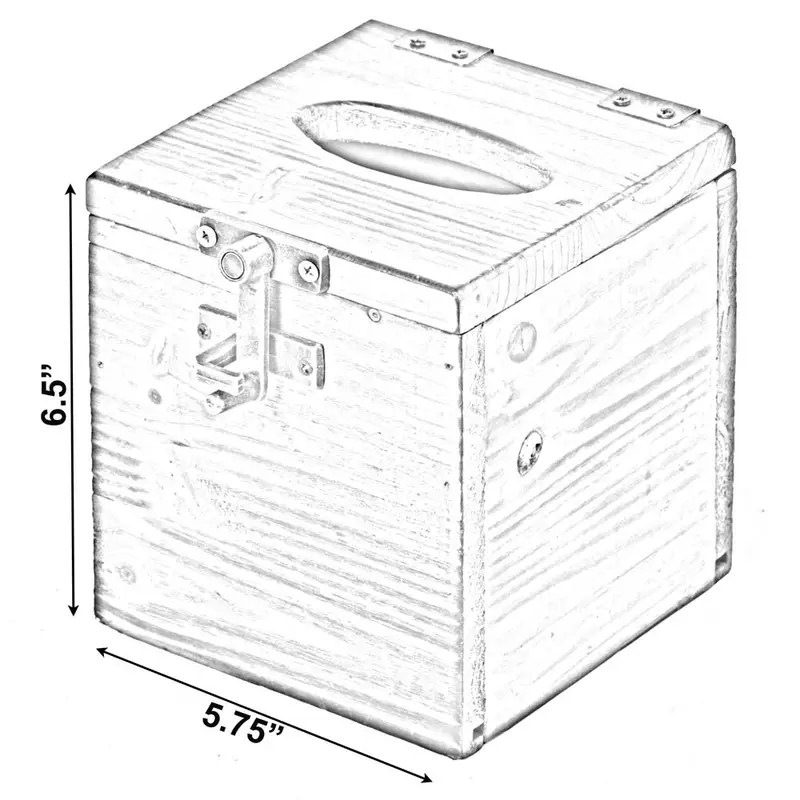 square wooden rustic lockable tissue box cover holder Product details 3