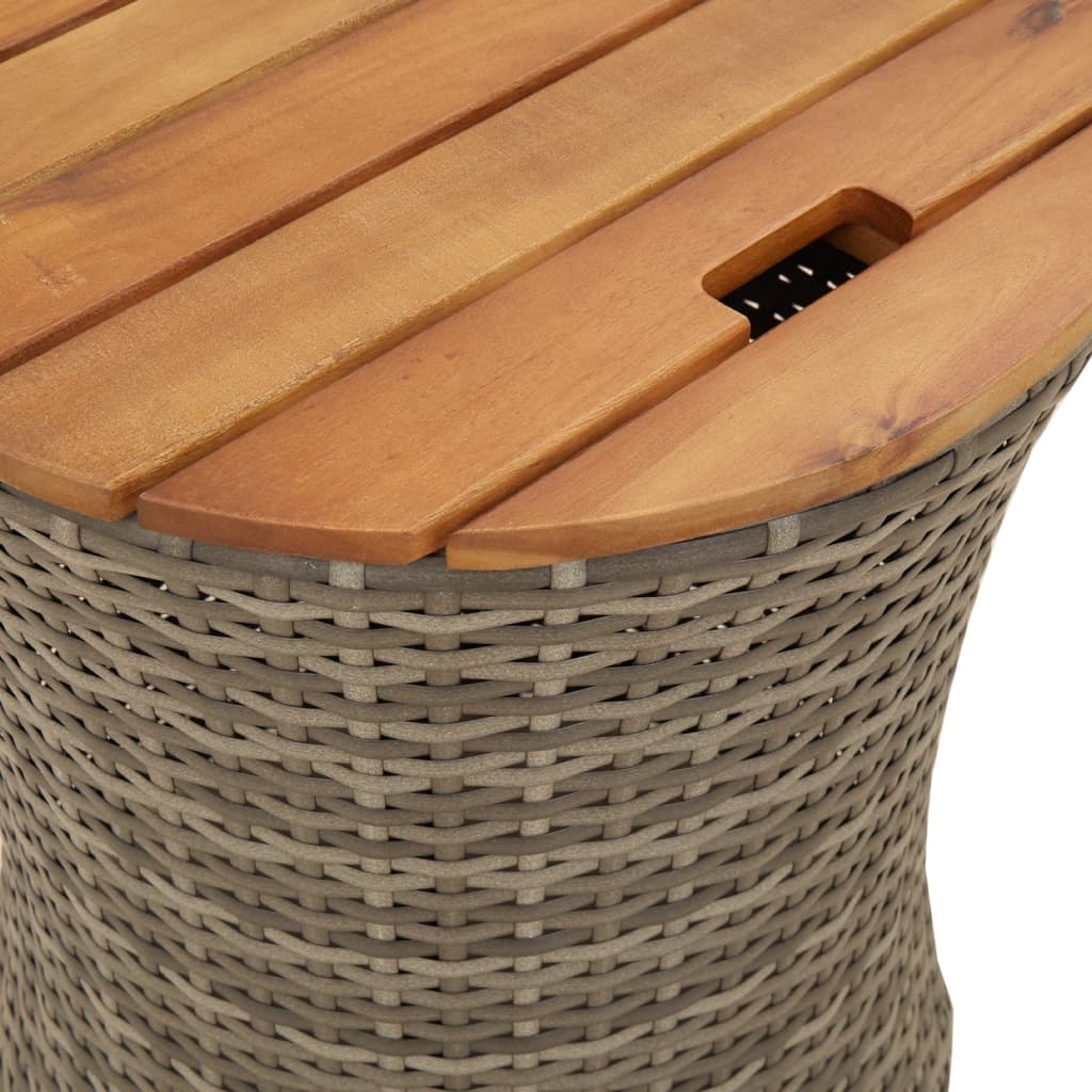 vidaXL Patio Side Tables 2 pcs with Wooden Top Beige Poly Rattan