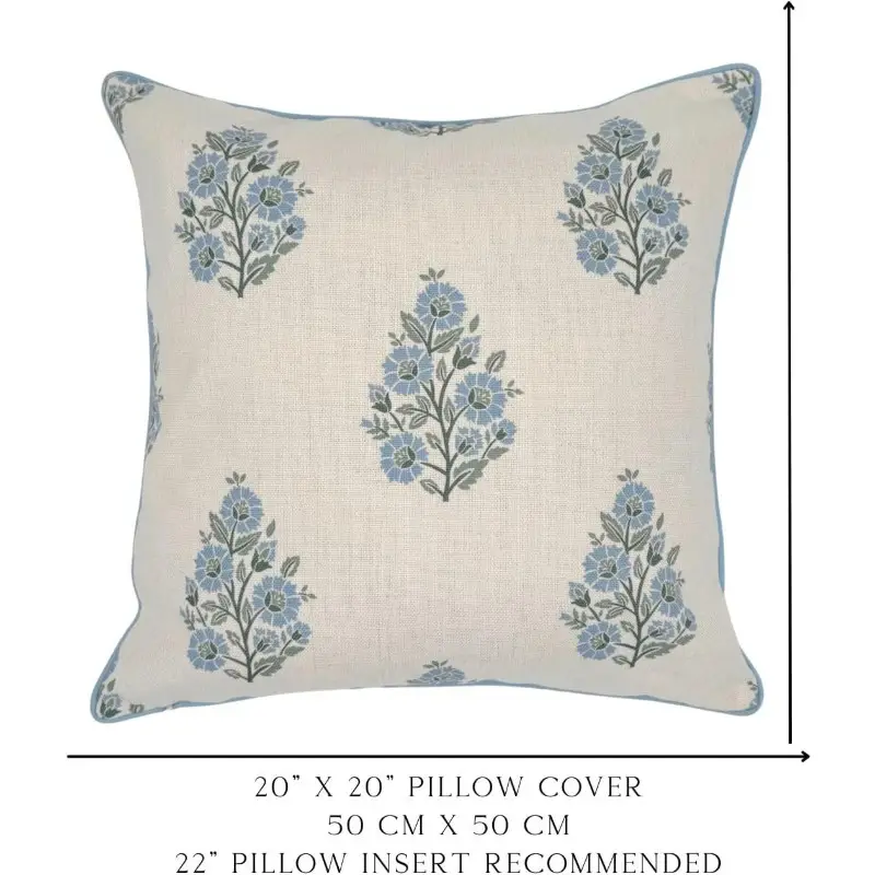 the floral block print pillow cover and decorative throw pillow cover home decor 20 x 20 Product details 4