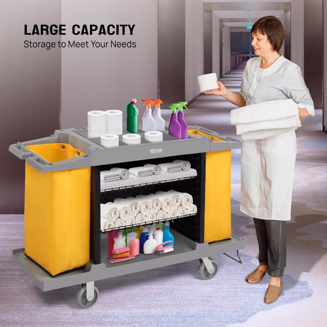MEFEIR Premium Hotel & Housekeeping Cart on Wheels...