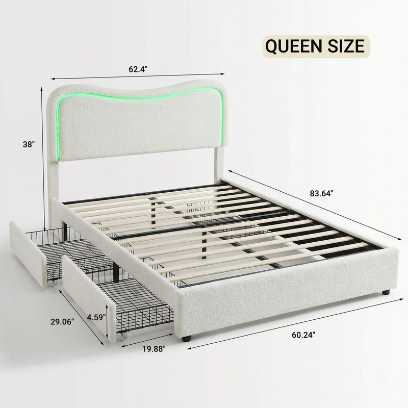 1 box of other materials LED lambswool double drawer bed