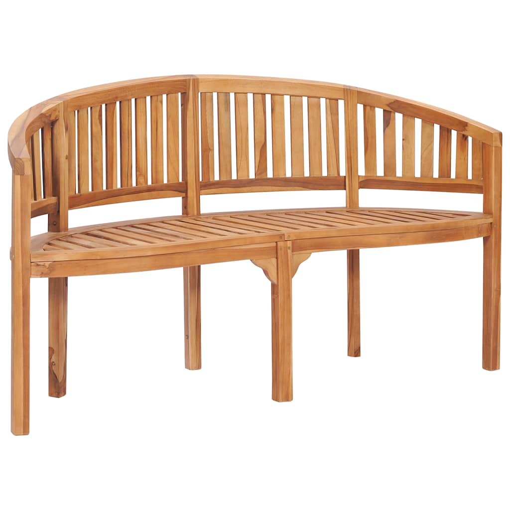 vidaXL Teak Wood Banana-Shaped Garden Bench for Indoor and Outdoor Spaces