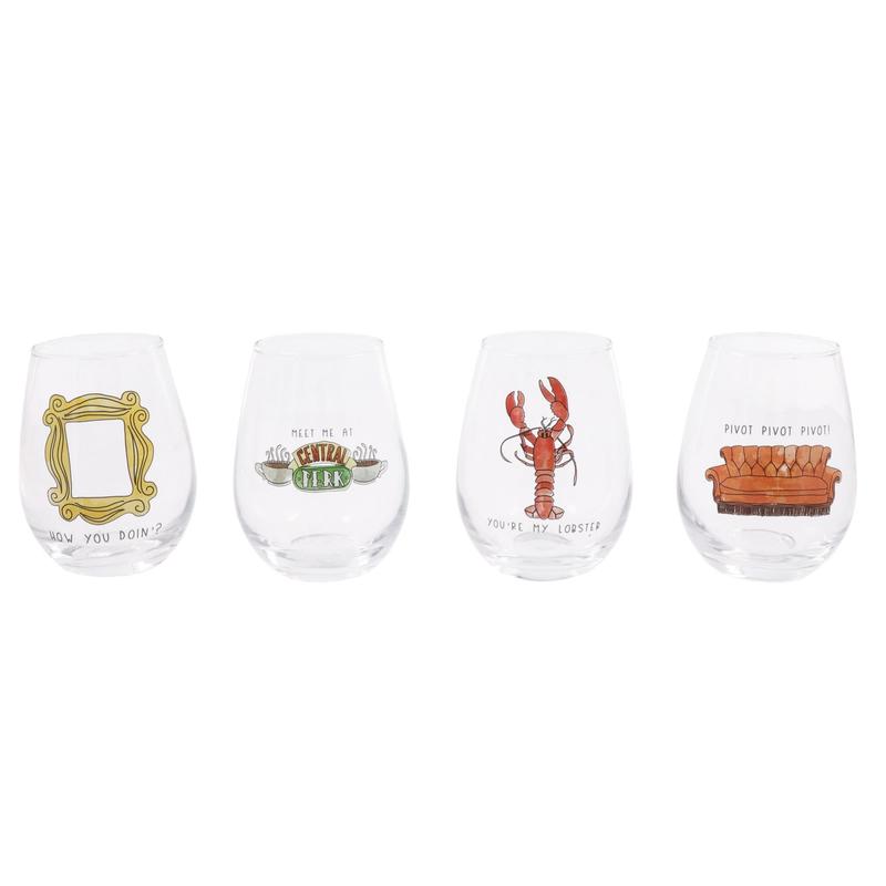 TEMU Iconic Quotes 4-piece Stemless Wine Glass Set | Each Holds 12 Ounces
