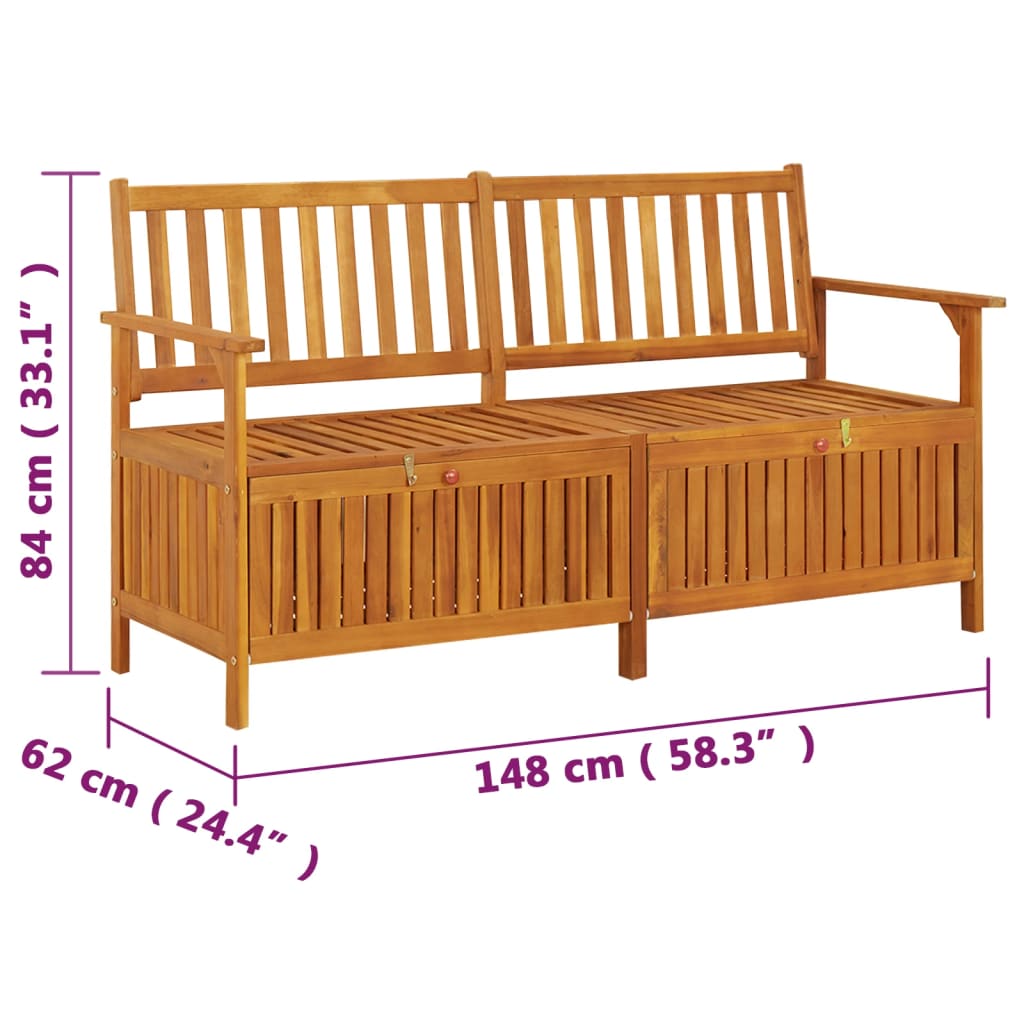 vidaXL Outdoor Storage Bench Deck Box for Patio Furniture Solid Wood Acacia
