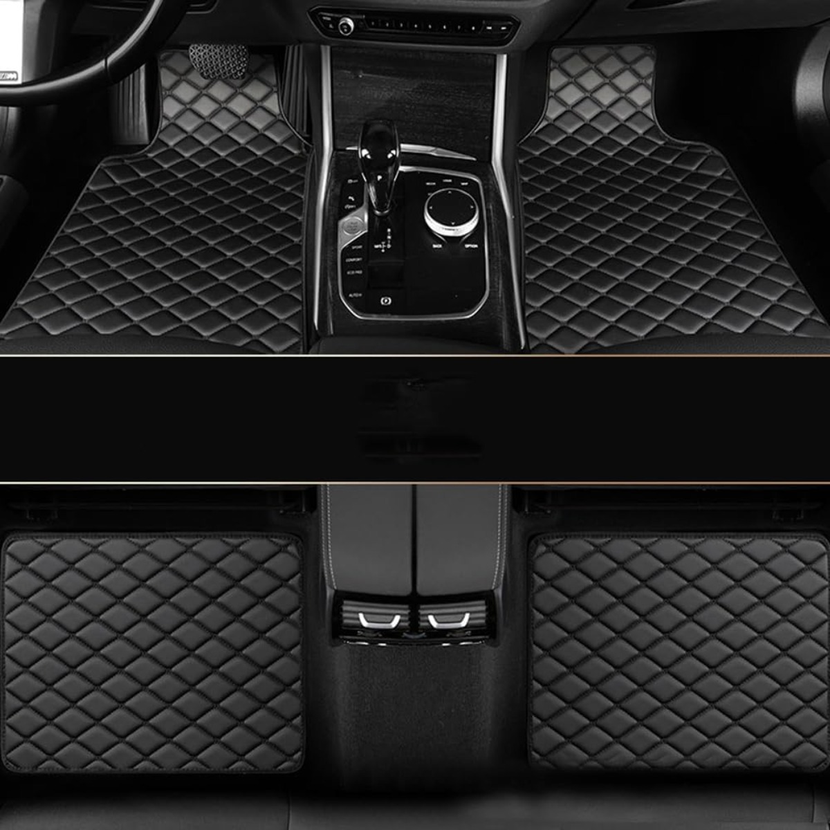 TEMU Four-piece Car/five-piece Floor Mat, Luxury Pu Leather Non-slip Car Floor Mat, Universal For Front And Rear , Non-slip And Wear-resistant, Protective Vehicles, Suitable For Most Models