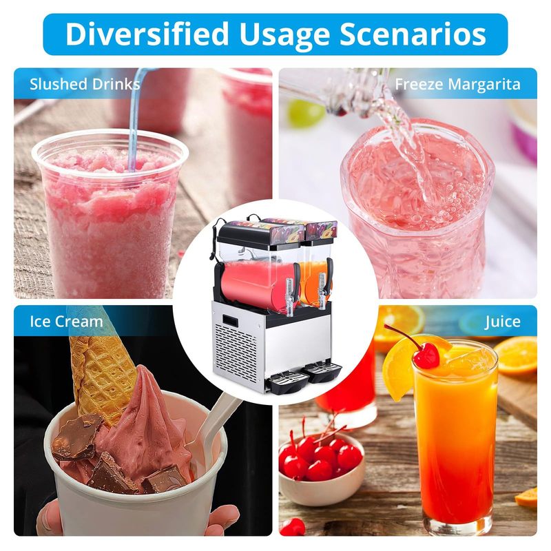commercial slushie machine 15l 2   triple tank   stainless steel self cleaning high speed mixing     drinks margaritas coffee cocktails   black Product details 3
