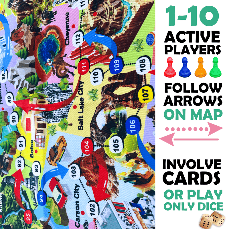 QUOKKA Board Game 1 to 10 Players - Learning, Educational - Geography, World - 100 Question Cards, Top Facts - Kids, Teens, Adults, Family