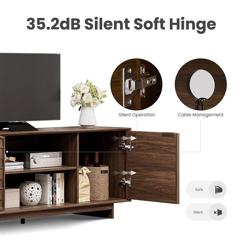 COLAMY TV Stand with Two Doors， Entertainment Center 59