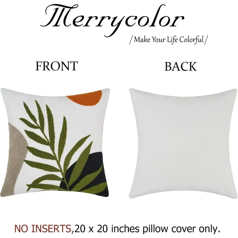 boho pillow covers 20x20 tufted modern throw pillow covers abstract leaf pillow cover bohemian aesthetic boho pillows decorative large pillows couch bed sofa living room 1pc Product details 4