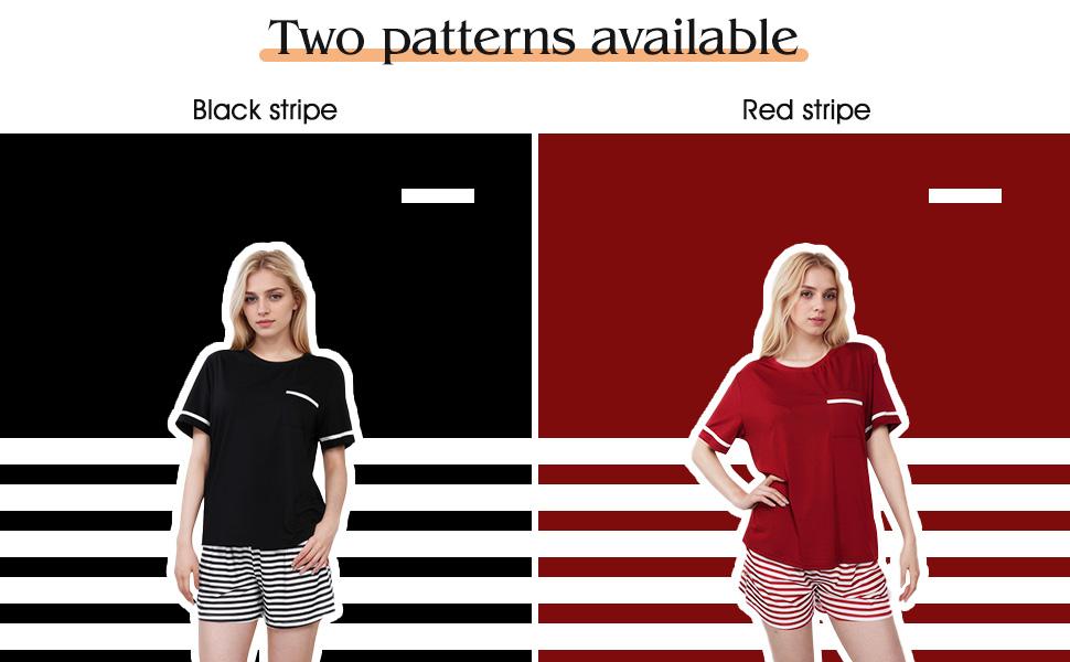 two piece outfit womens pajama set soft breathable striped   shorts with pockets   sleepwear lounge pjs s xl Product details 1