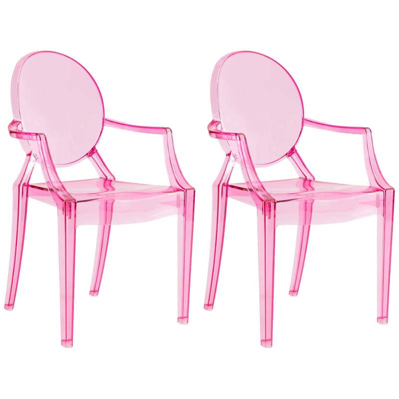 joon 2 pack kids ghost chairs with armrest 25x13x14 5 inches transparent