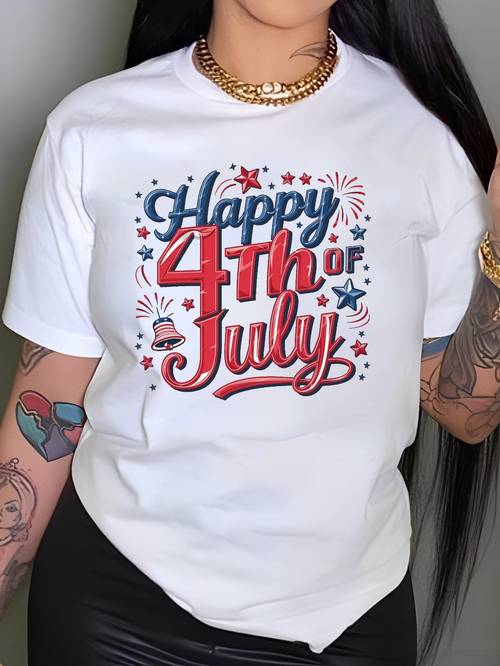 happy t crew neck sleeve top for spring summer womens clo ing
