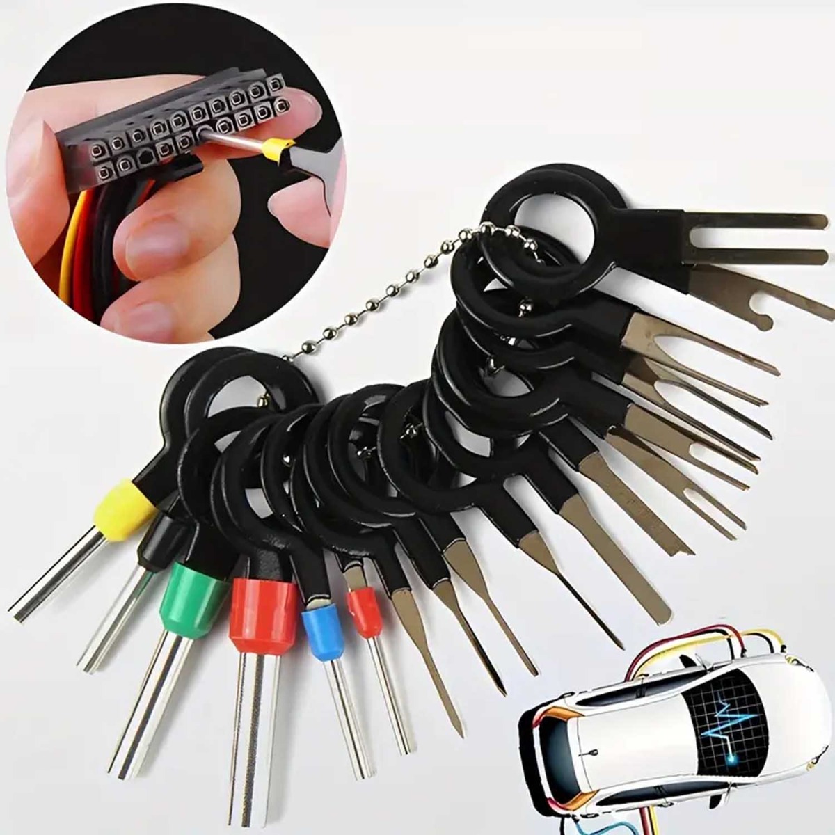 thumbnail image 2 of 11pcs Terminal Pin Removal Tool Kit Depinning Electrical Connector Pin Extractor Tool Set Wire Terminal Release For Automotive Car Household Devices 2 of 14