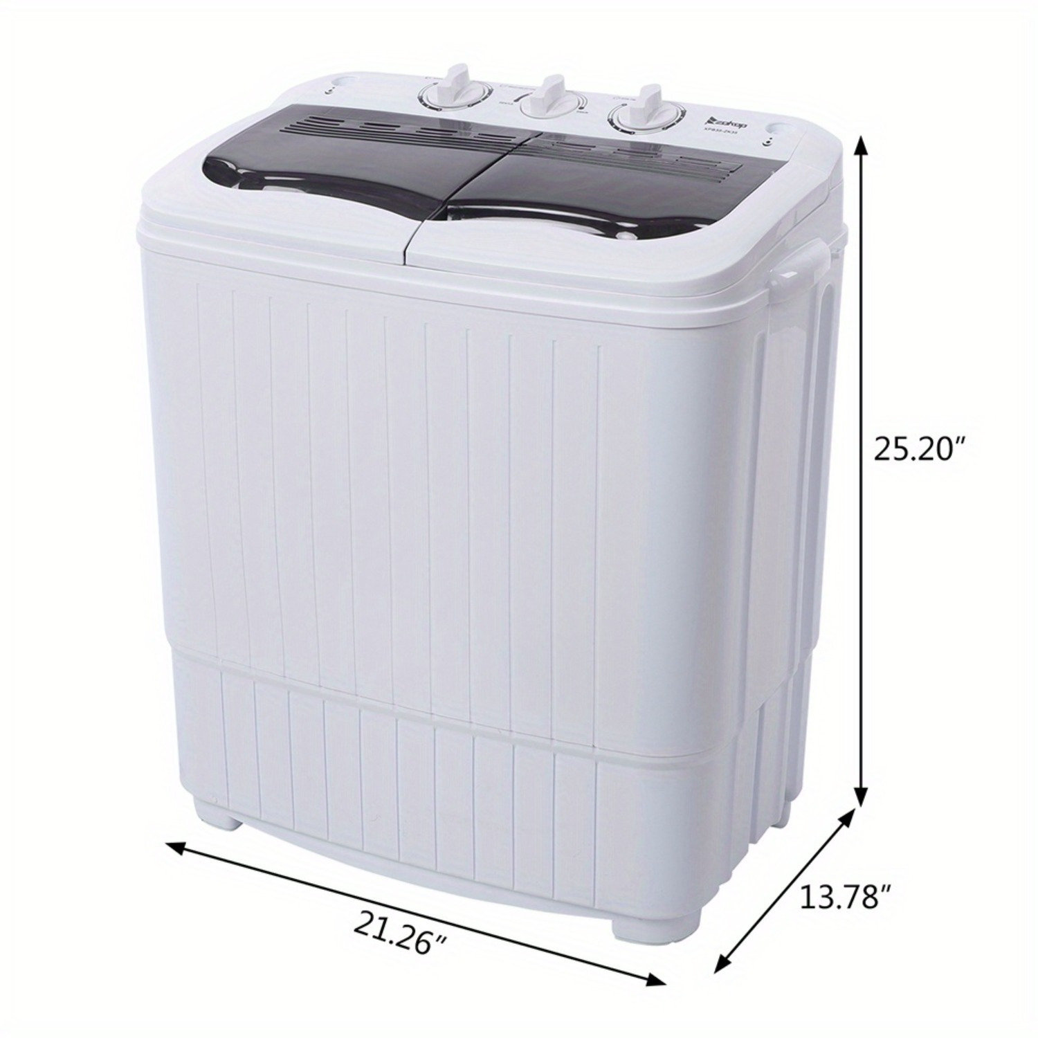 Portable Washing Machine 14.3lbs Capacity 110V Semi Automatic Dual Tub with Drain Pump Grey Lid Ripple Design Top Load Chrome Square 0 26 2 64gal US Plug Laundry Appliance Modern Durable Plastic Body