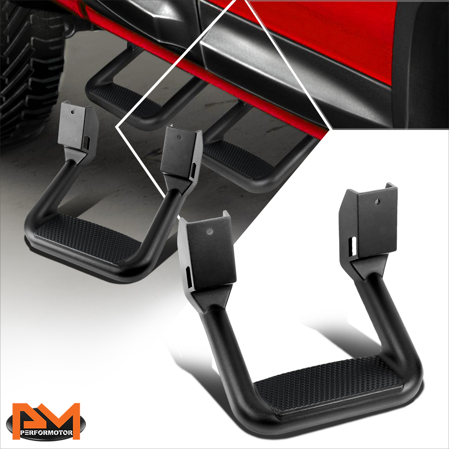 TEMU Pair Aluminum Side Steps Universal For Chevy Pickup Trucks Suvs, 11"l X 6"h X 12"w, Black