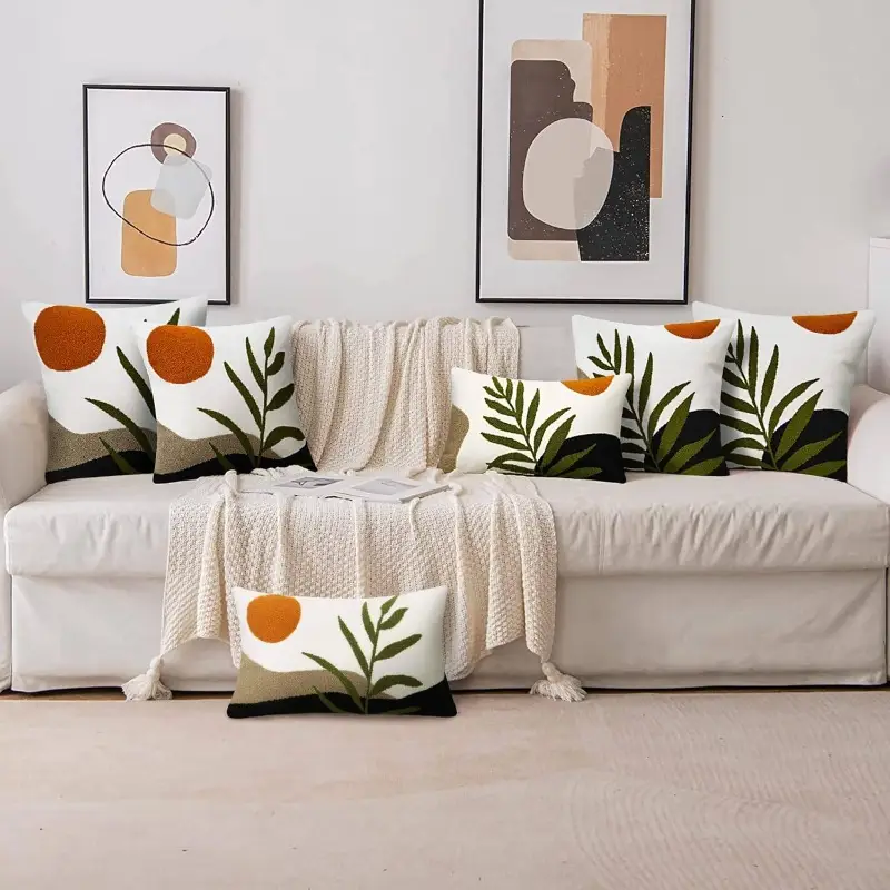 boho pillow covers 20x20 tufted modern throw pillow covers abstract leaf pillow cover bohemian aesthetic boho pillows decorative large pillows couch bed sofa living room 1pc Product details 6