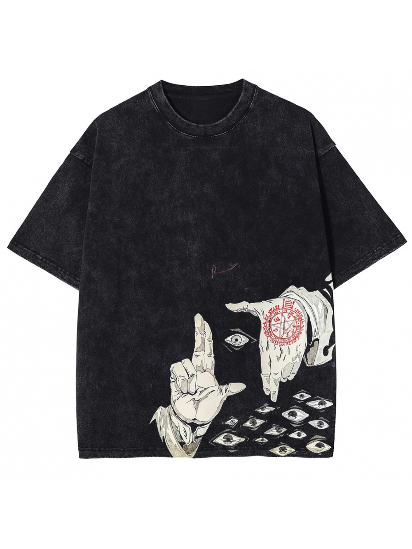 mens retro anime helsinger arukad pattern t shirt black white and red character design loose fit   clothing t shirt   comfortable cotton collar anime lovers clothing t shirt durable print local warehouse delivery christmas mens gift clothing mens shirt clothes family christmas theme pajamas funny prank gift clearance sale